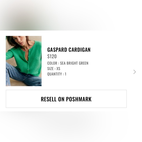 Sézane Gaspard Cardigan color Sea Bright Green, Size XS - Picture 2 of 7